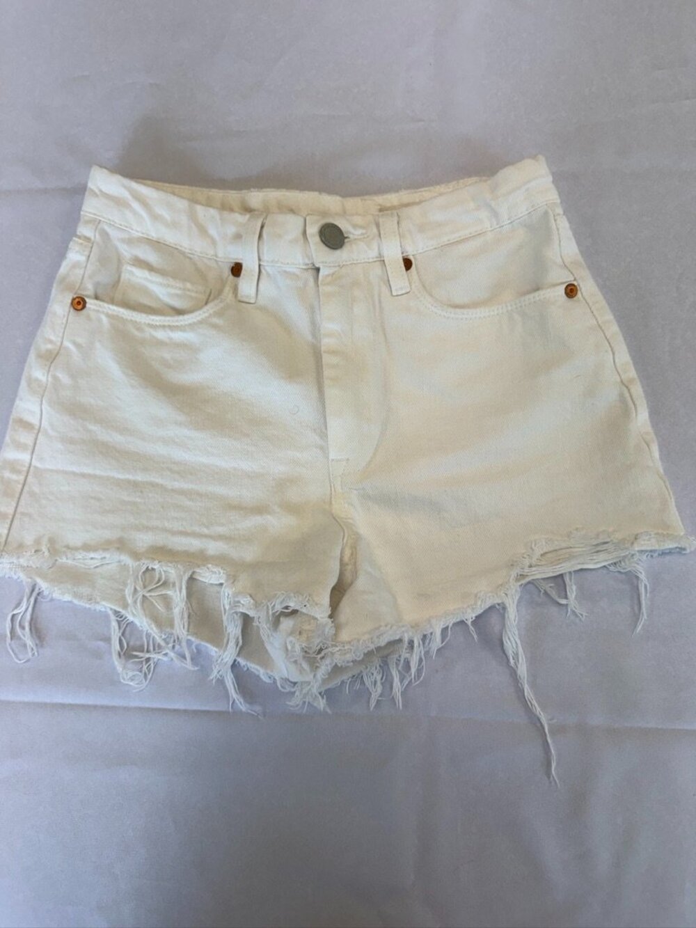 Blank NYC white denim cutoff shorts distressed Size 25